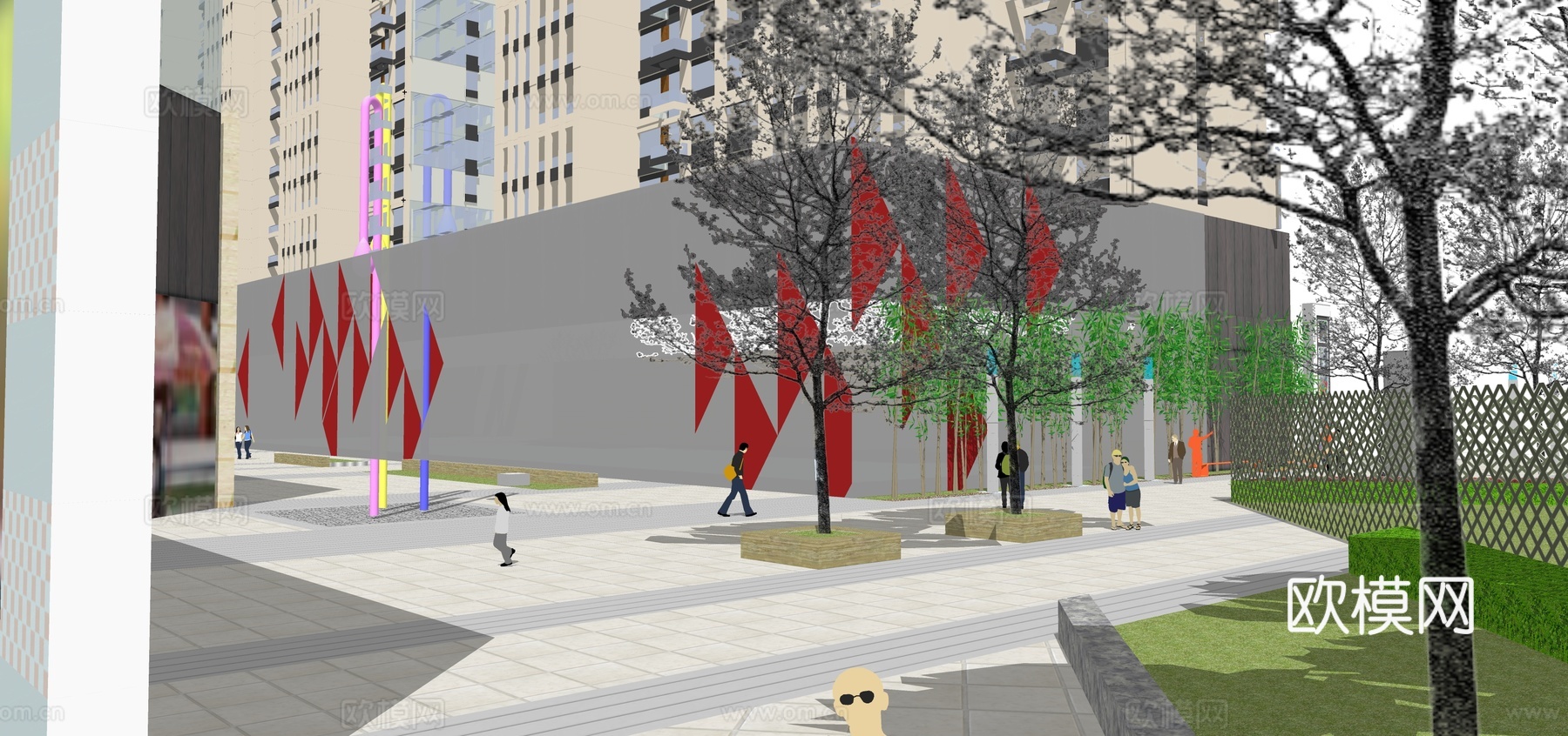 现代商业综合楼su模型下载