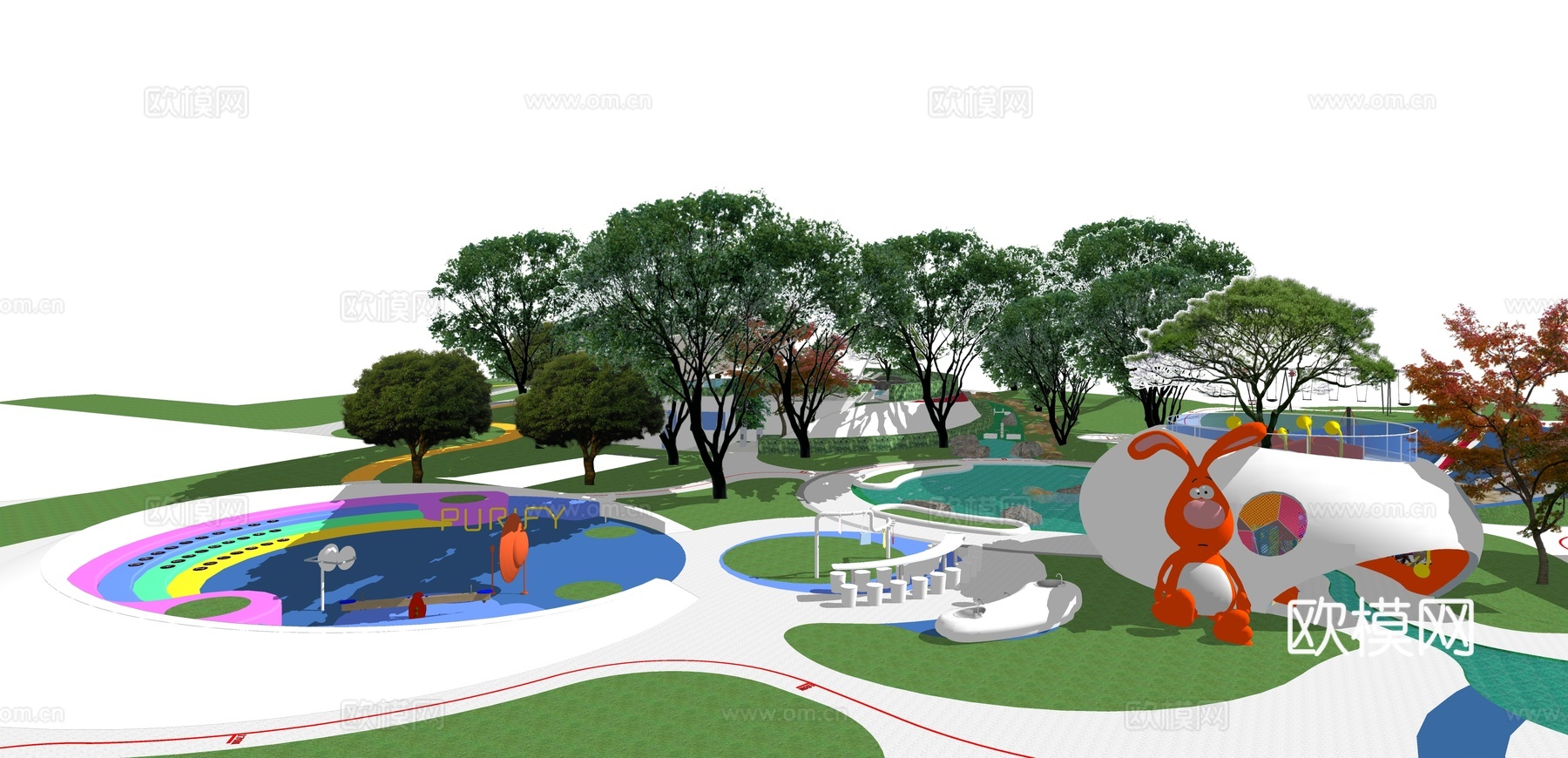 现代儿童活游乐场su模型下载下载（渲染图2）