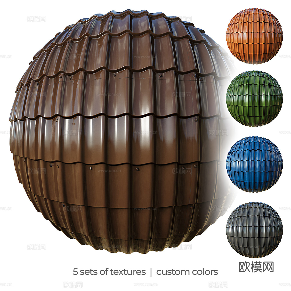 现代金属瓦 彩钢瓦材料3d模型