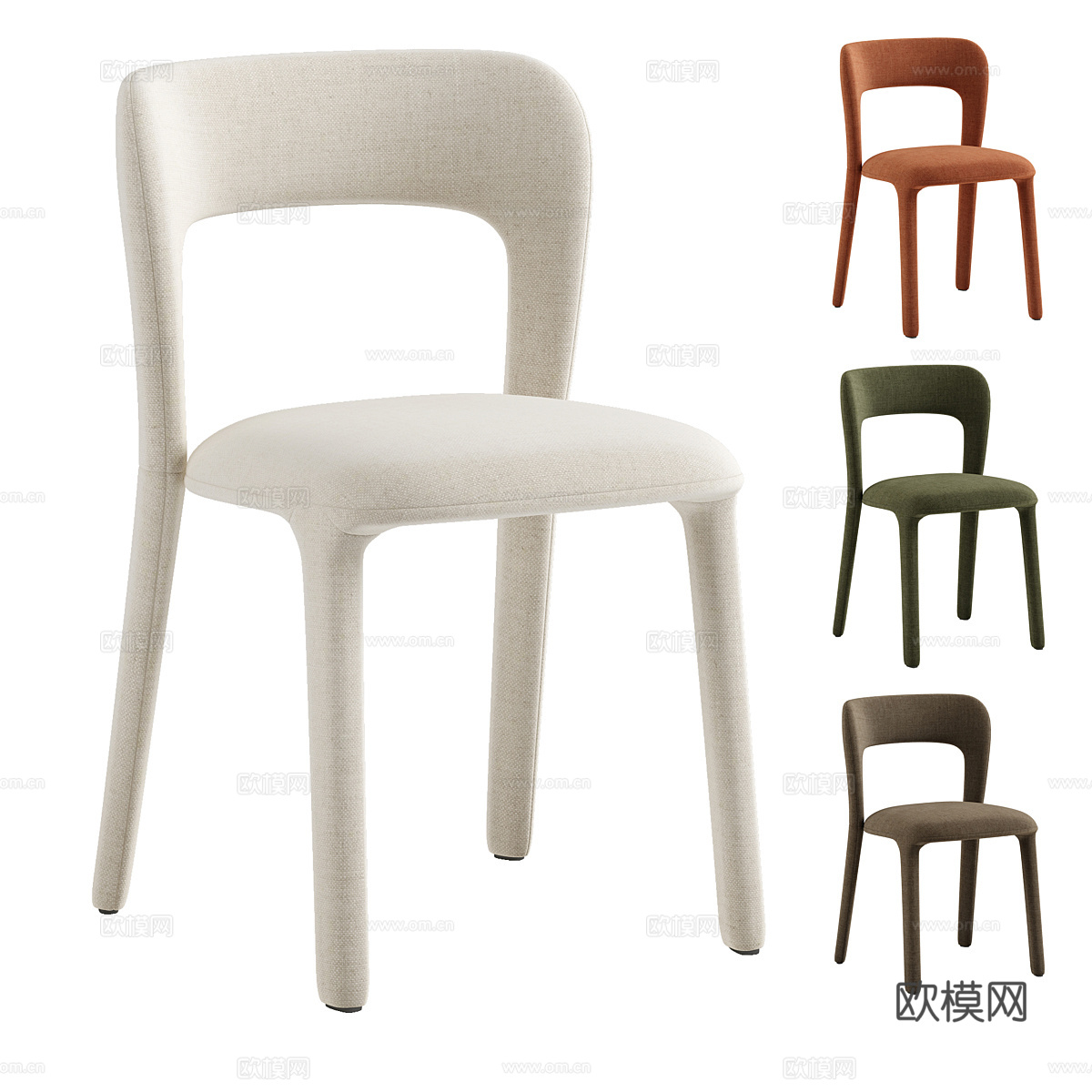 现代意式奶油风布艺单椅3d模型