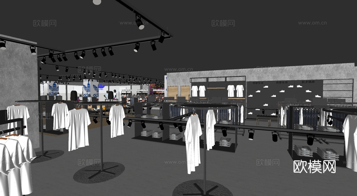 现代阿迪运动服专卖店su模型下载