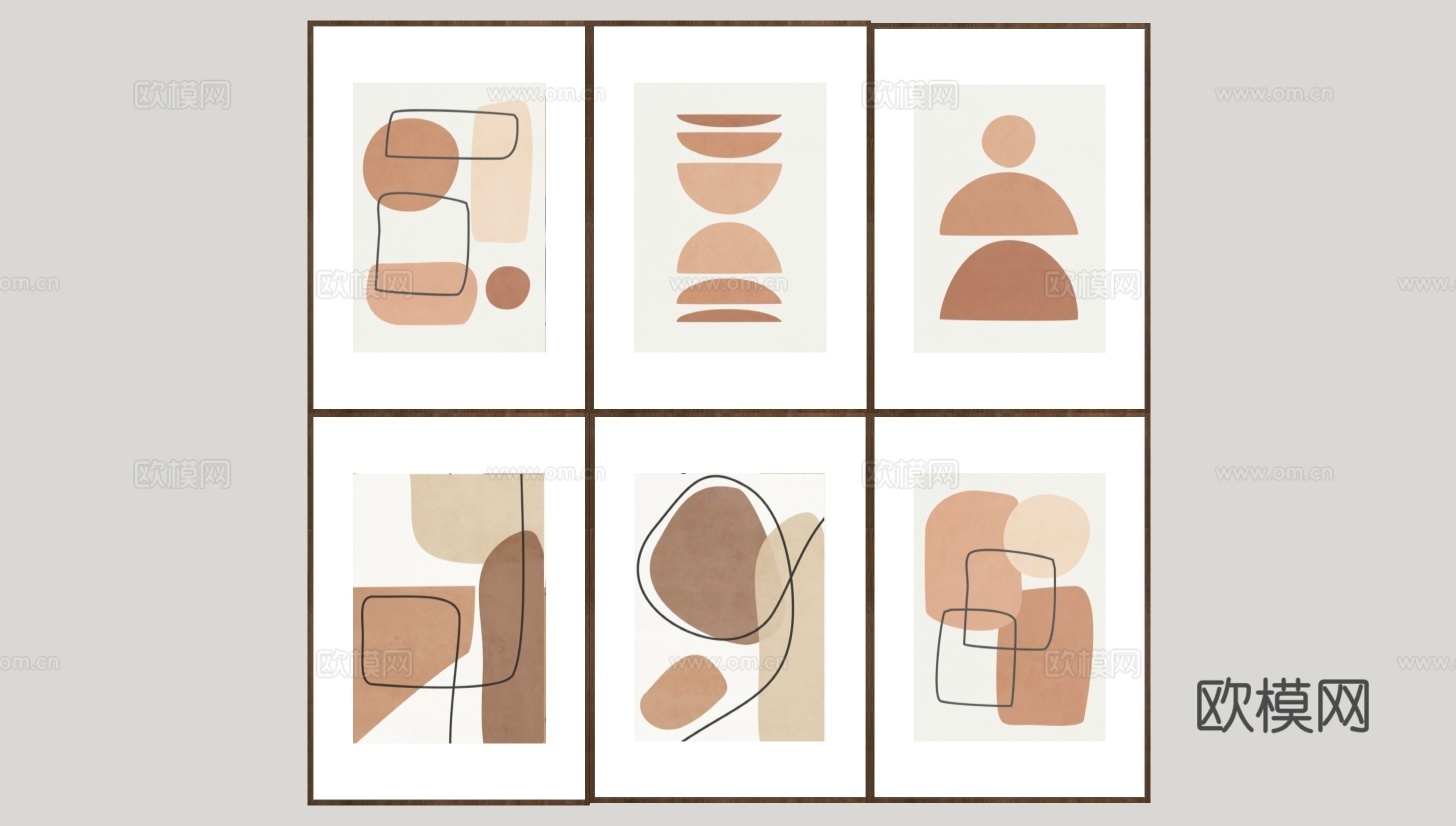 现代吊灯装饰画挂画su模型下载