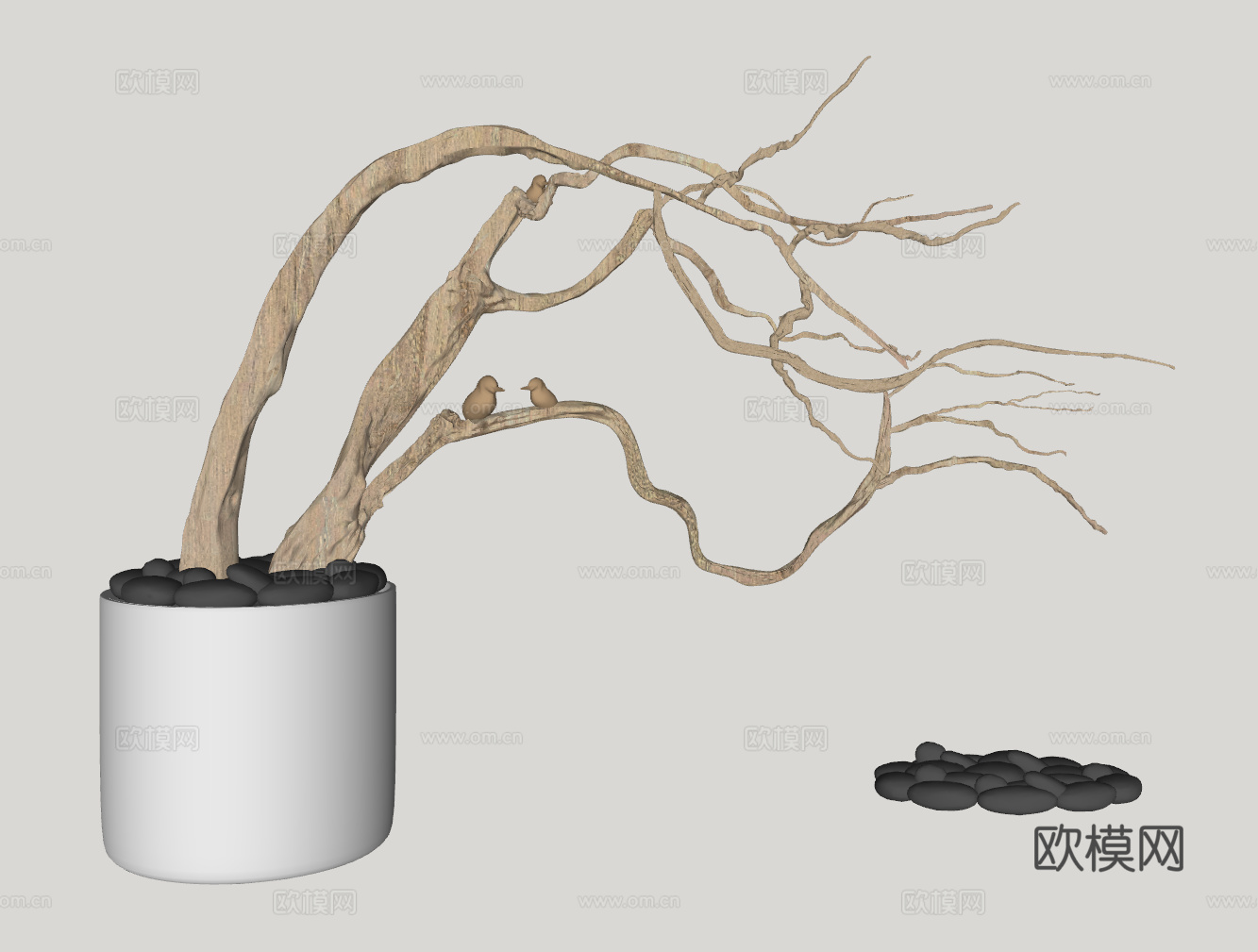 新中式干枝摆件su模型下载