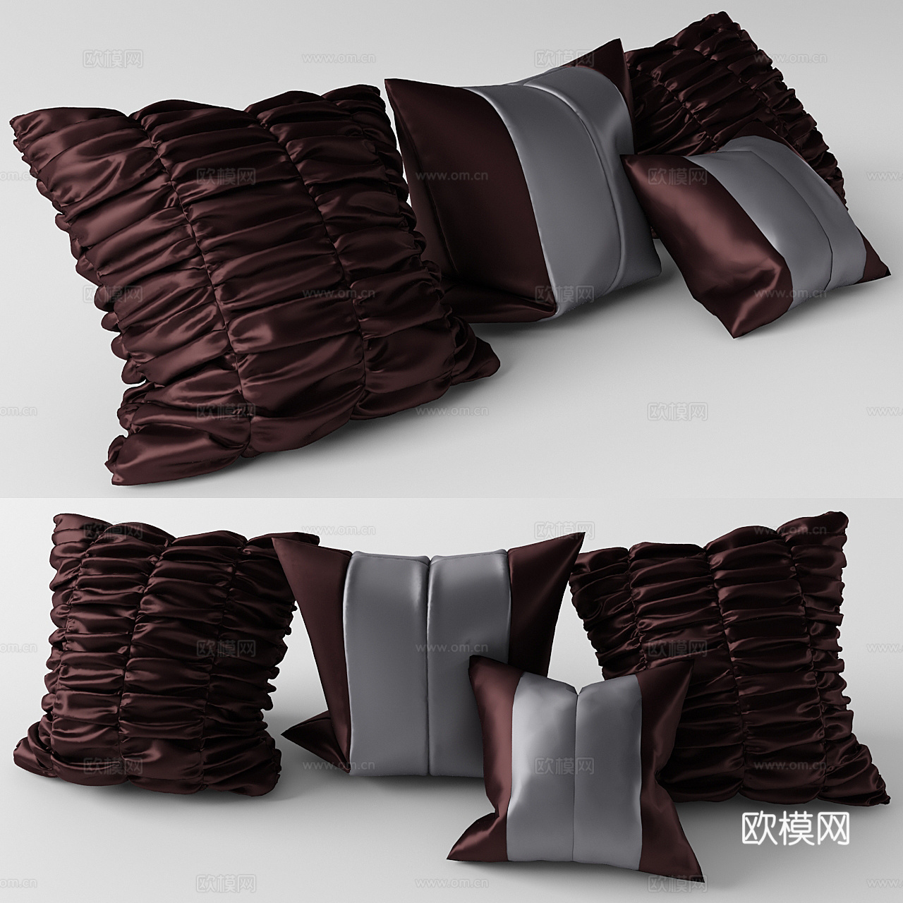 现代抱枕  腰枕枕头  抱枕组合3d模型