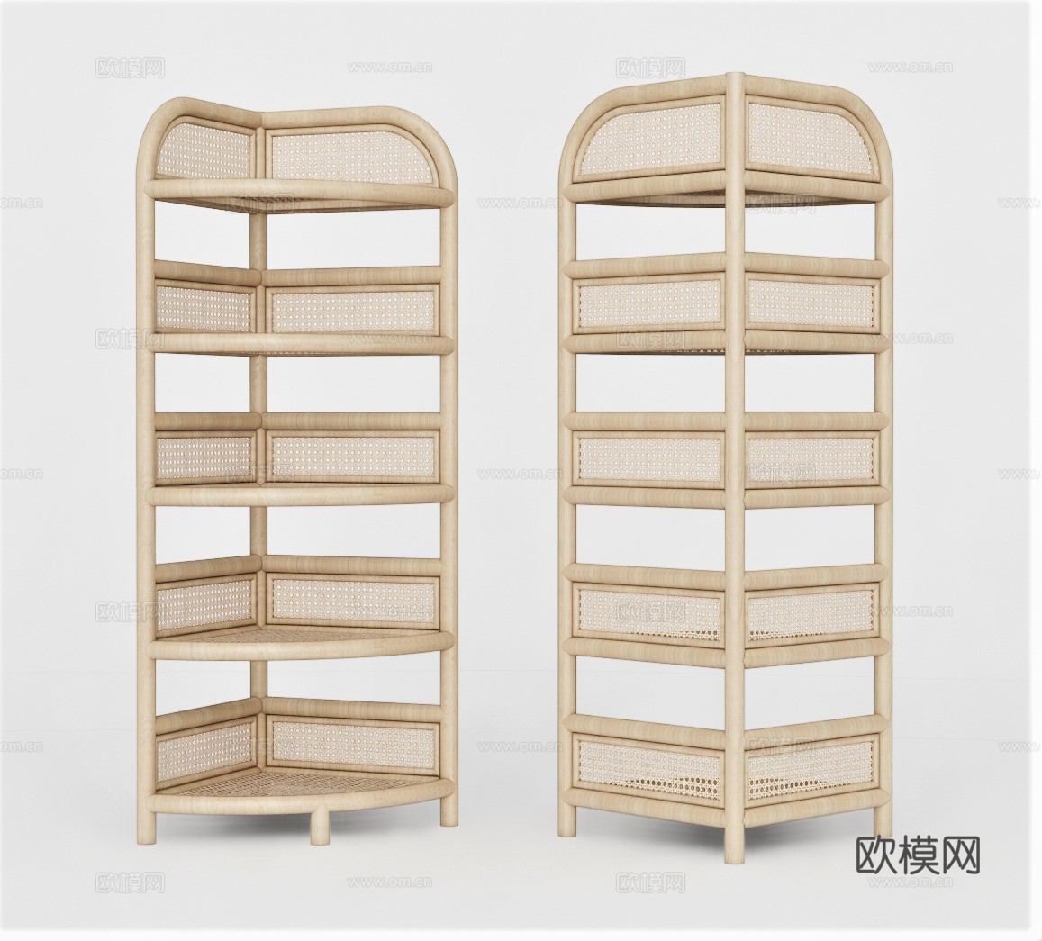 现代竹编储物架子su模型下载