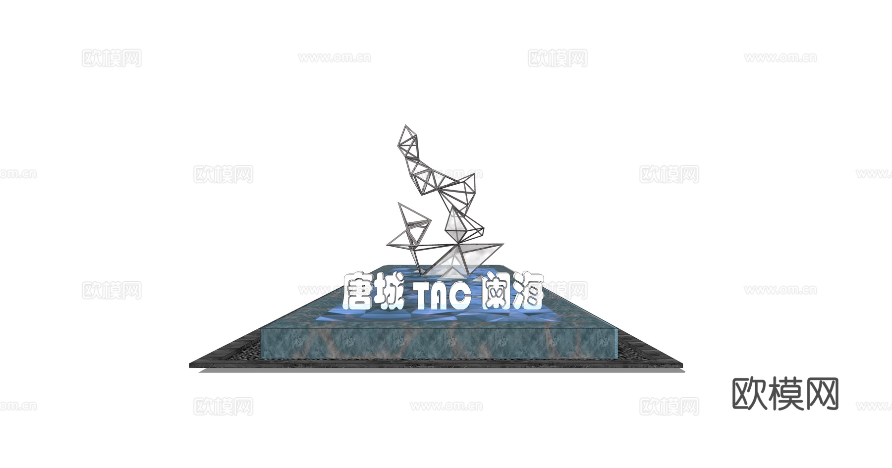 现代水景景观小品su模型下载