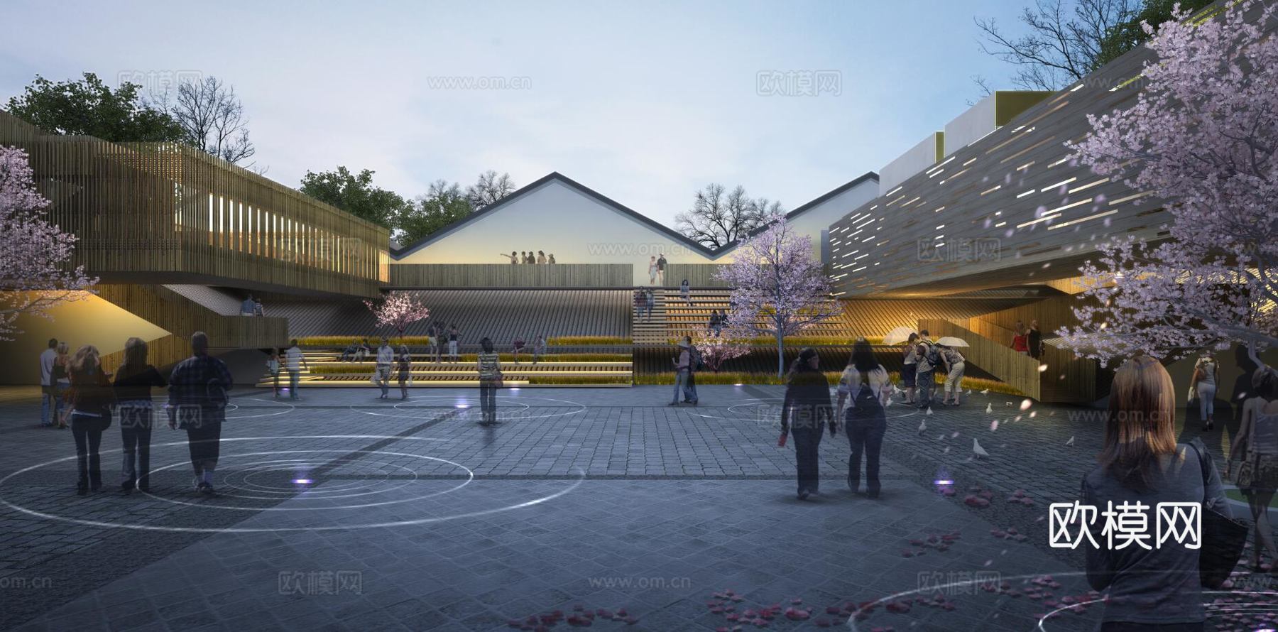 中式古镇游客集散中心su模型下载