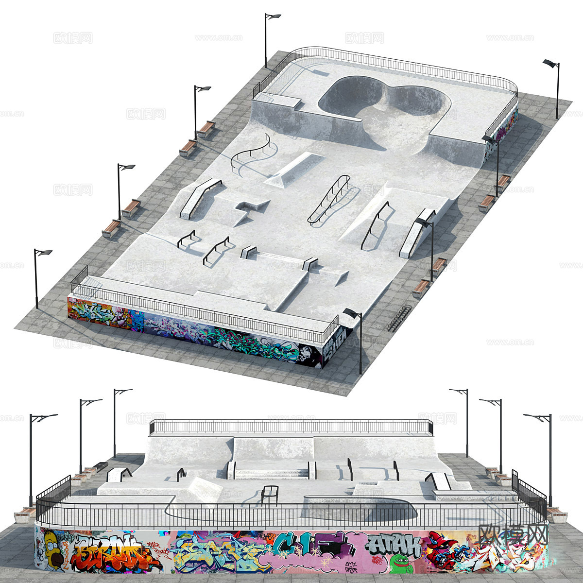 现代滑板公园3d模型