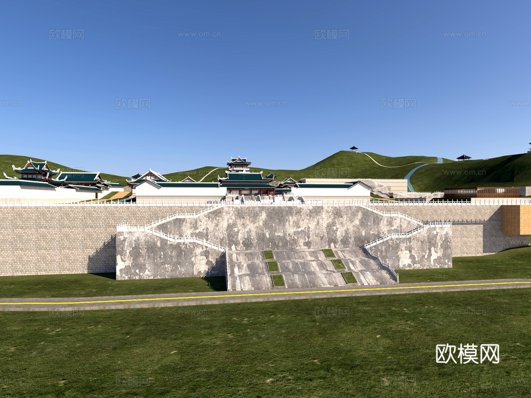 古建 斗拱 中式建筑 庙宇 寺庙 大殿 古镇3d模型