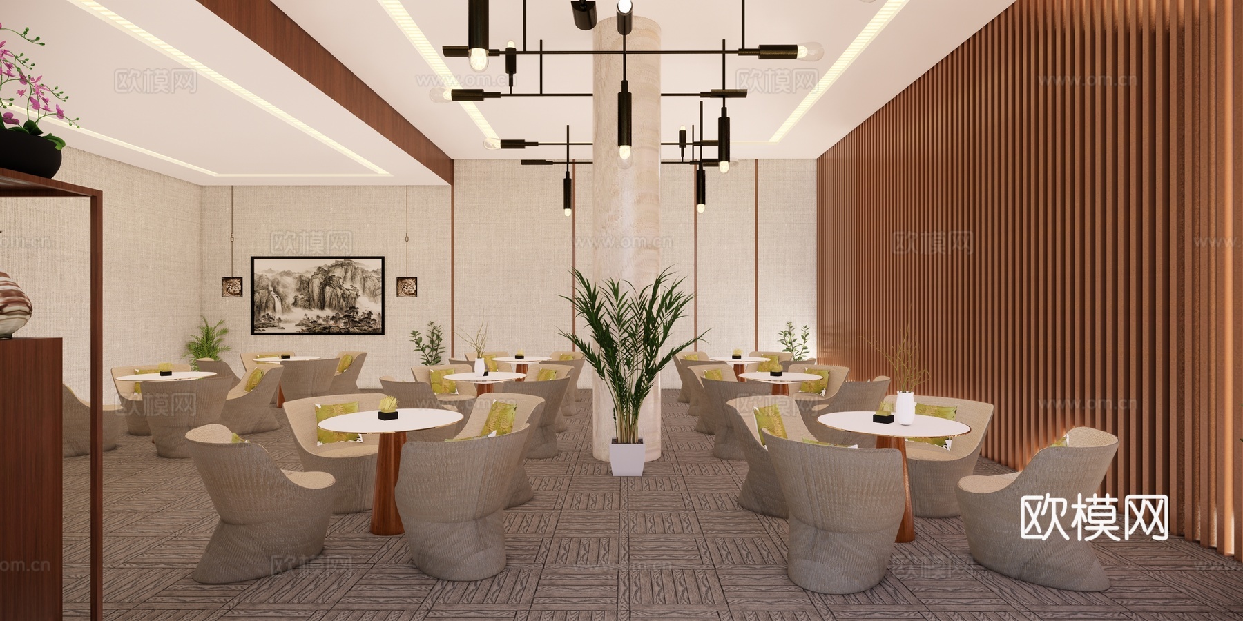 现代酒店接待区su模型下载
