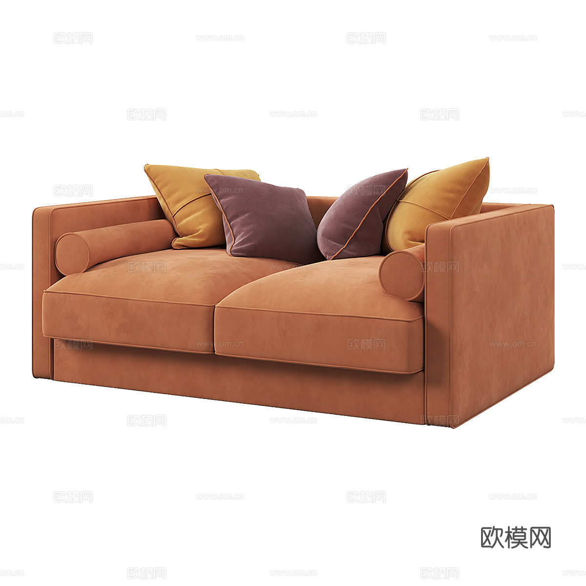 现代简约双人沙发 双人沙发 简约沙发 客厅沙发 抱枕3d模型