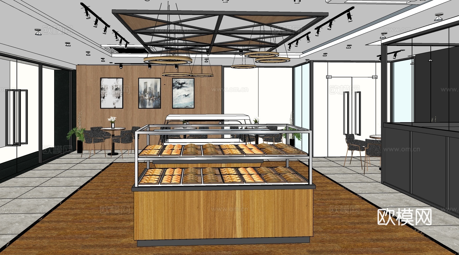 现代面包店su模型下载
