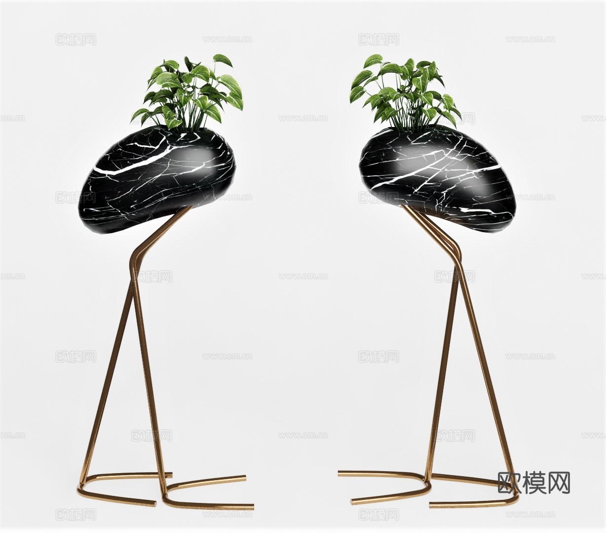 现代艺术品盆栽摆件su模型下载
