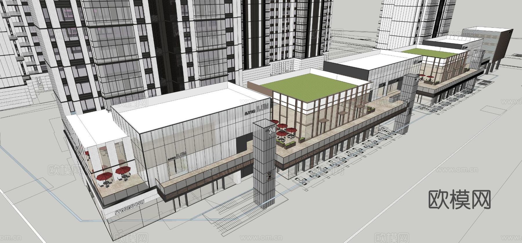 现代高层住宅小区su模型下载