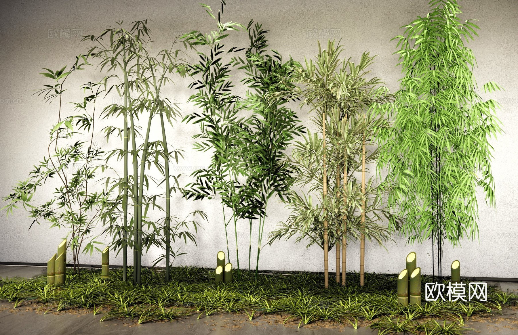 景观庭院竹子 室内绿竹 竹子花池 盆栽竹子 仿真竹林su模型