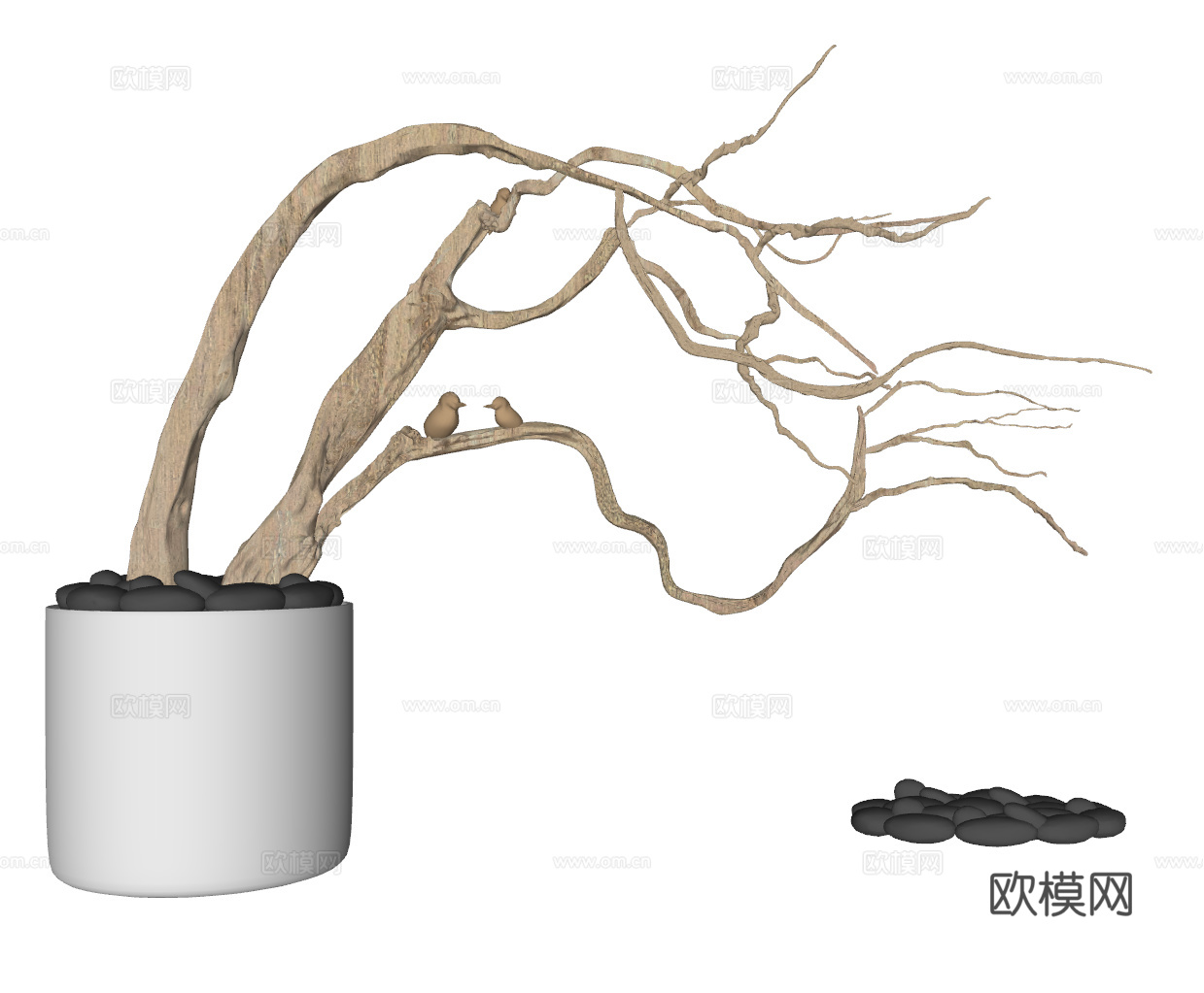 新中式干枝摆件su模型下载