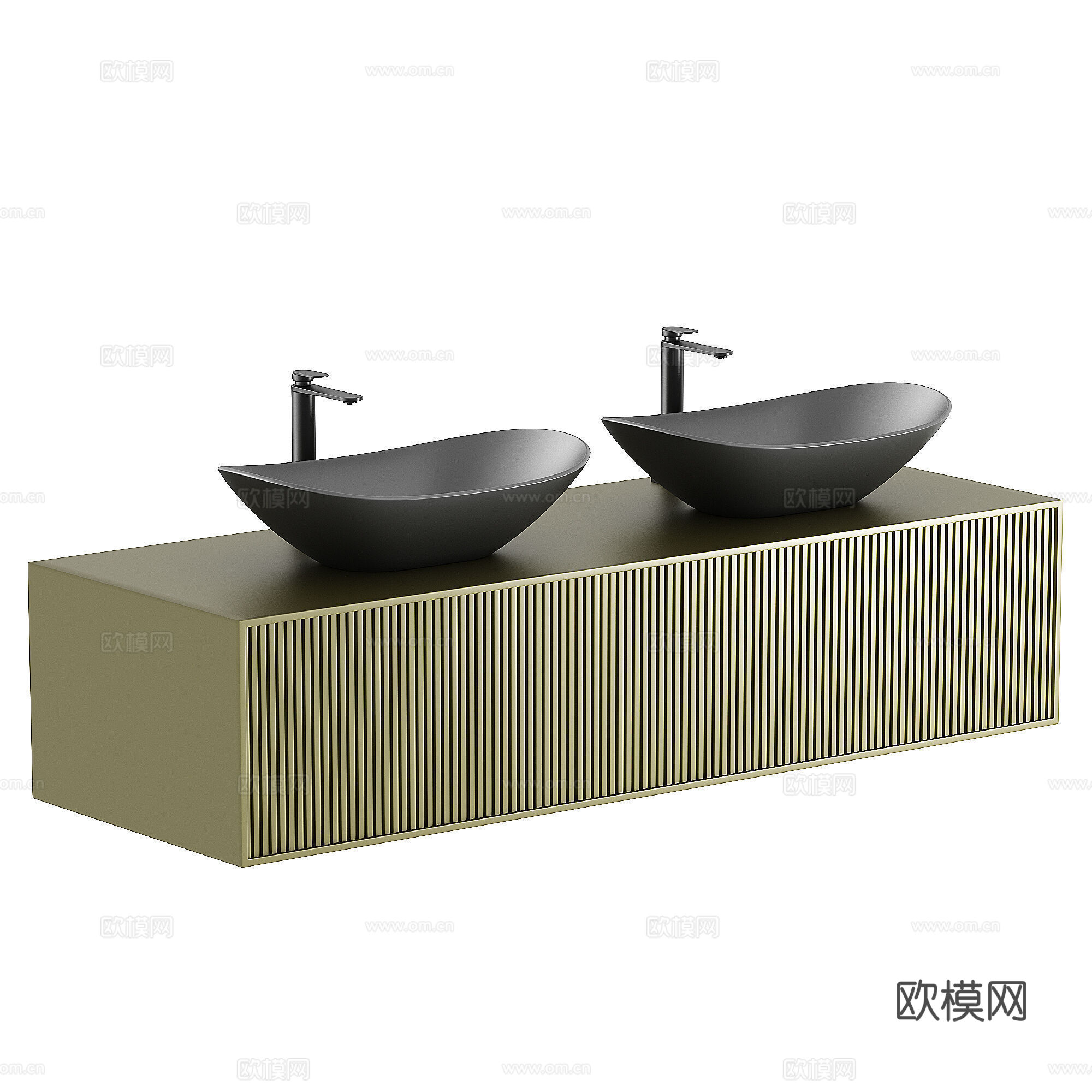 现代意式双台盆浴室柜3d模型