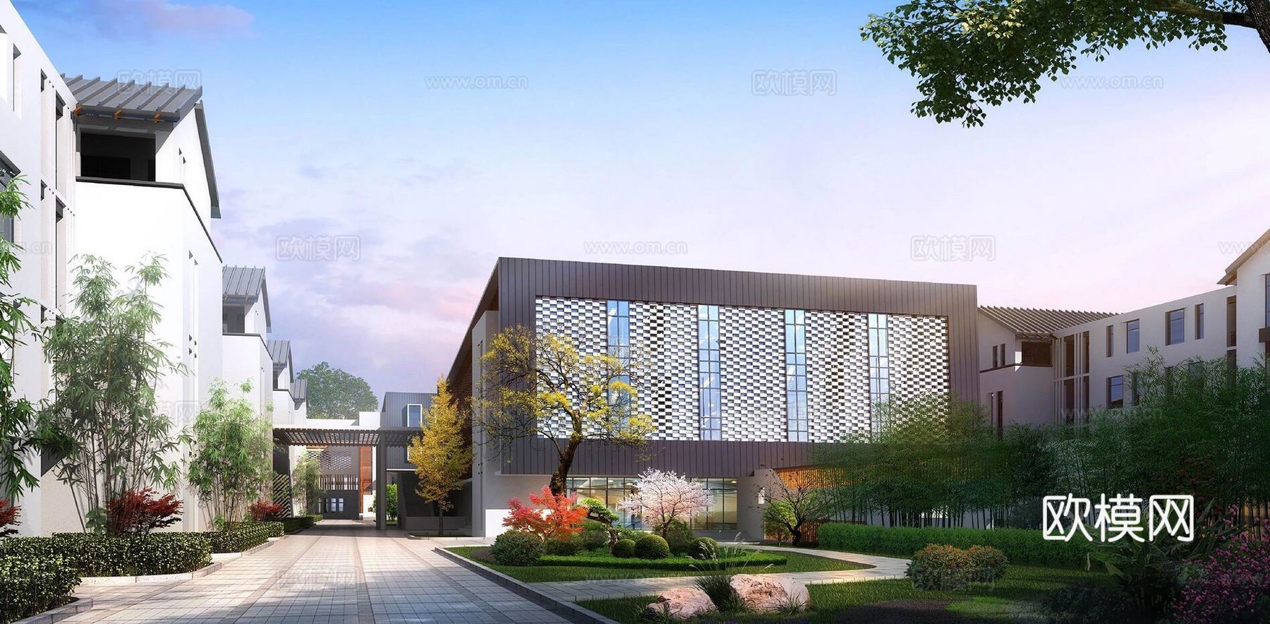 现代小学教学楼su模型下载
