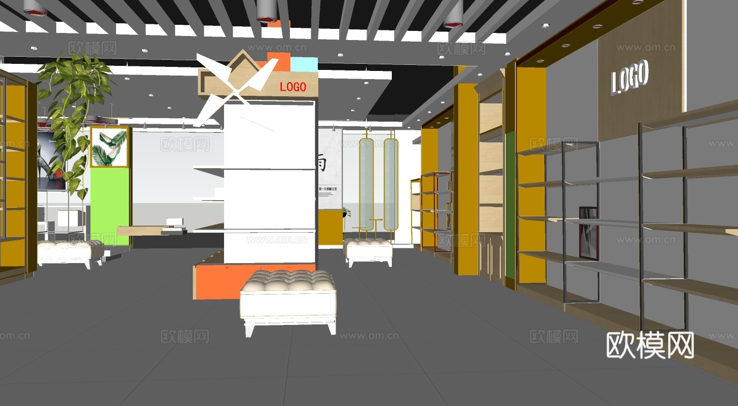 现代鞋店su模型下载