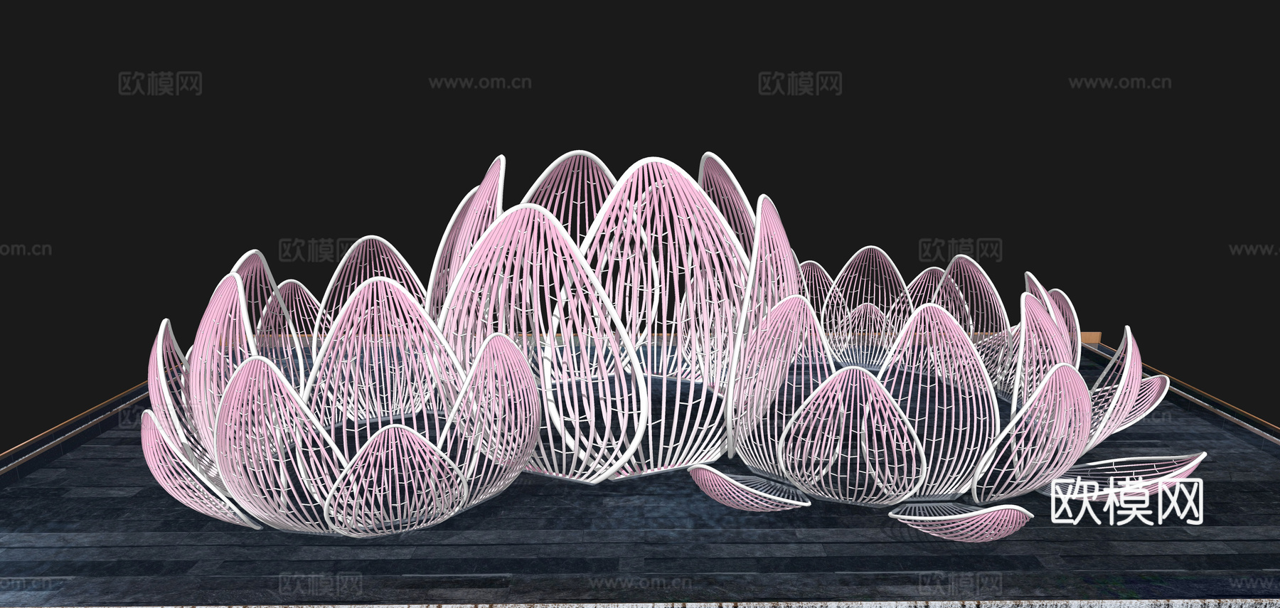现代莲花雕塑景观小品su模型下载