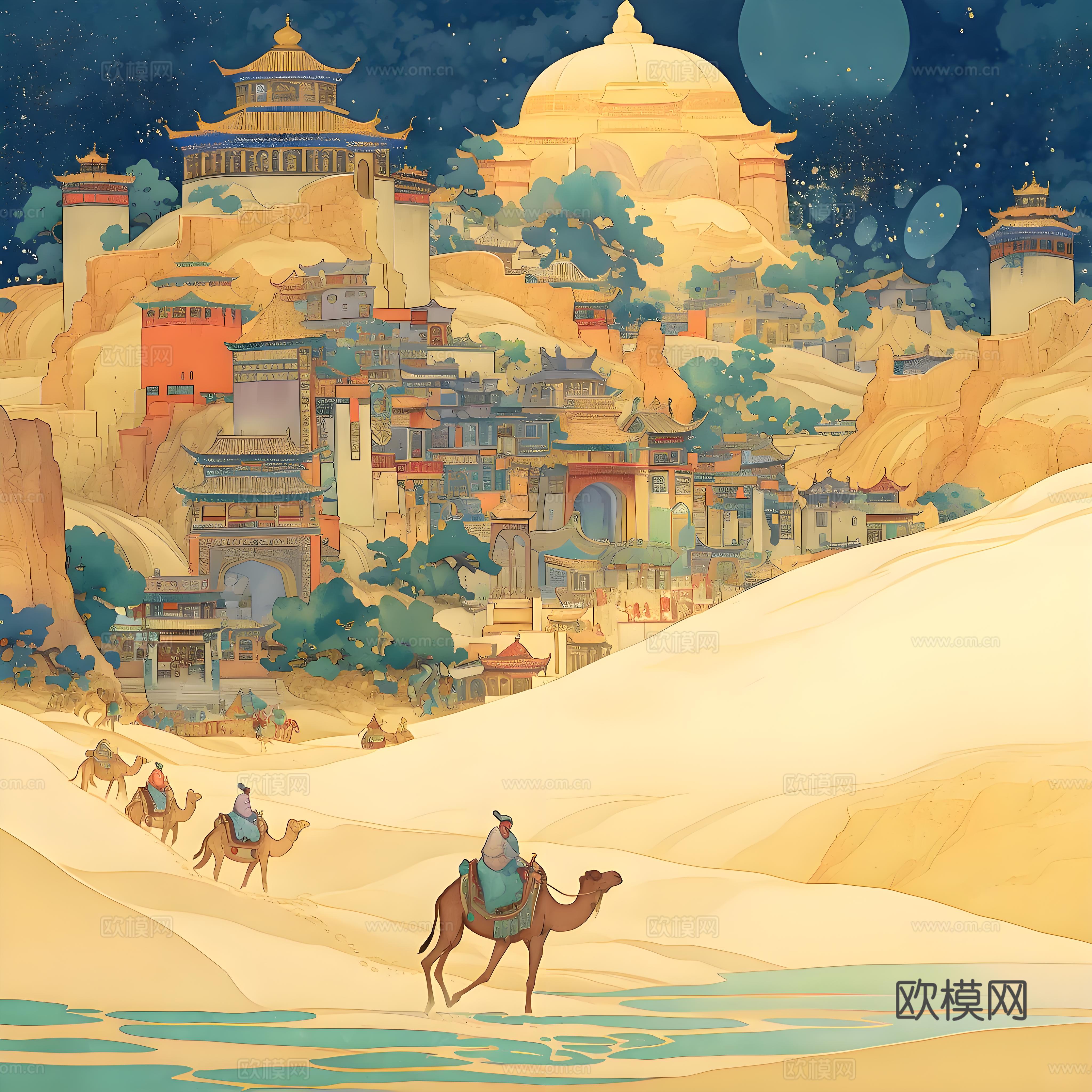 丝绸之路艺术时尚现代挂画