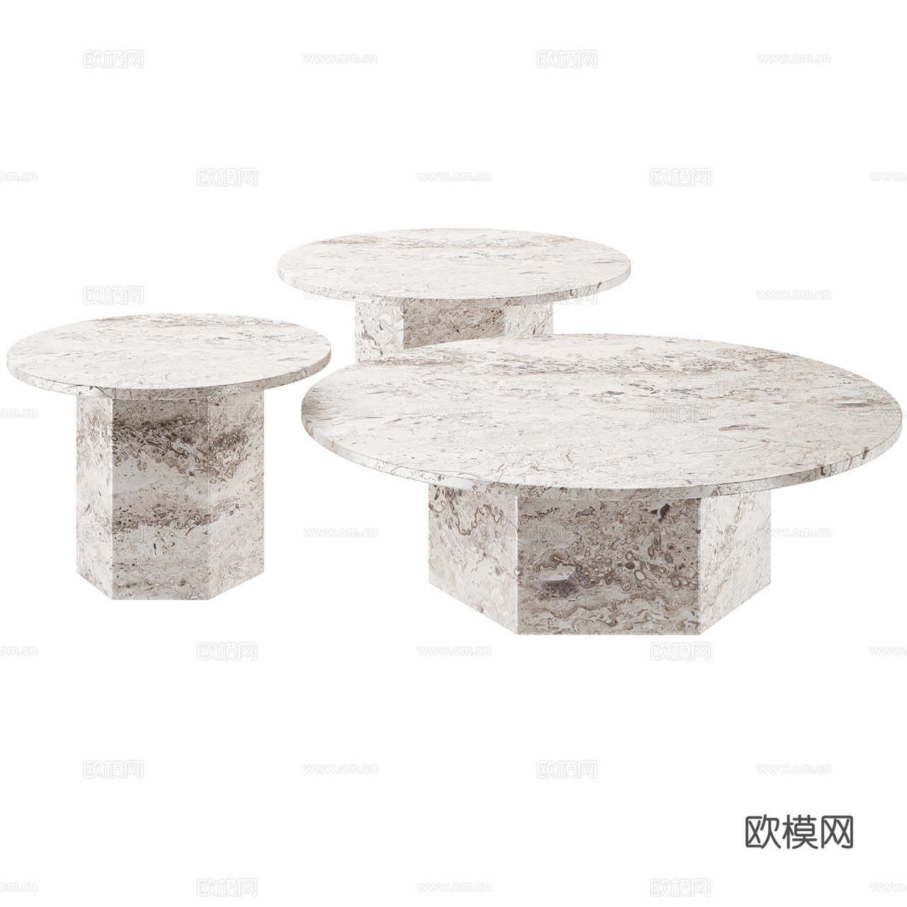Gubi 极简茶几 侘寂风茶几 洞石茶几 圆茶几 石材茶几3d模型