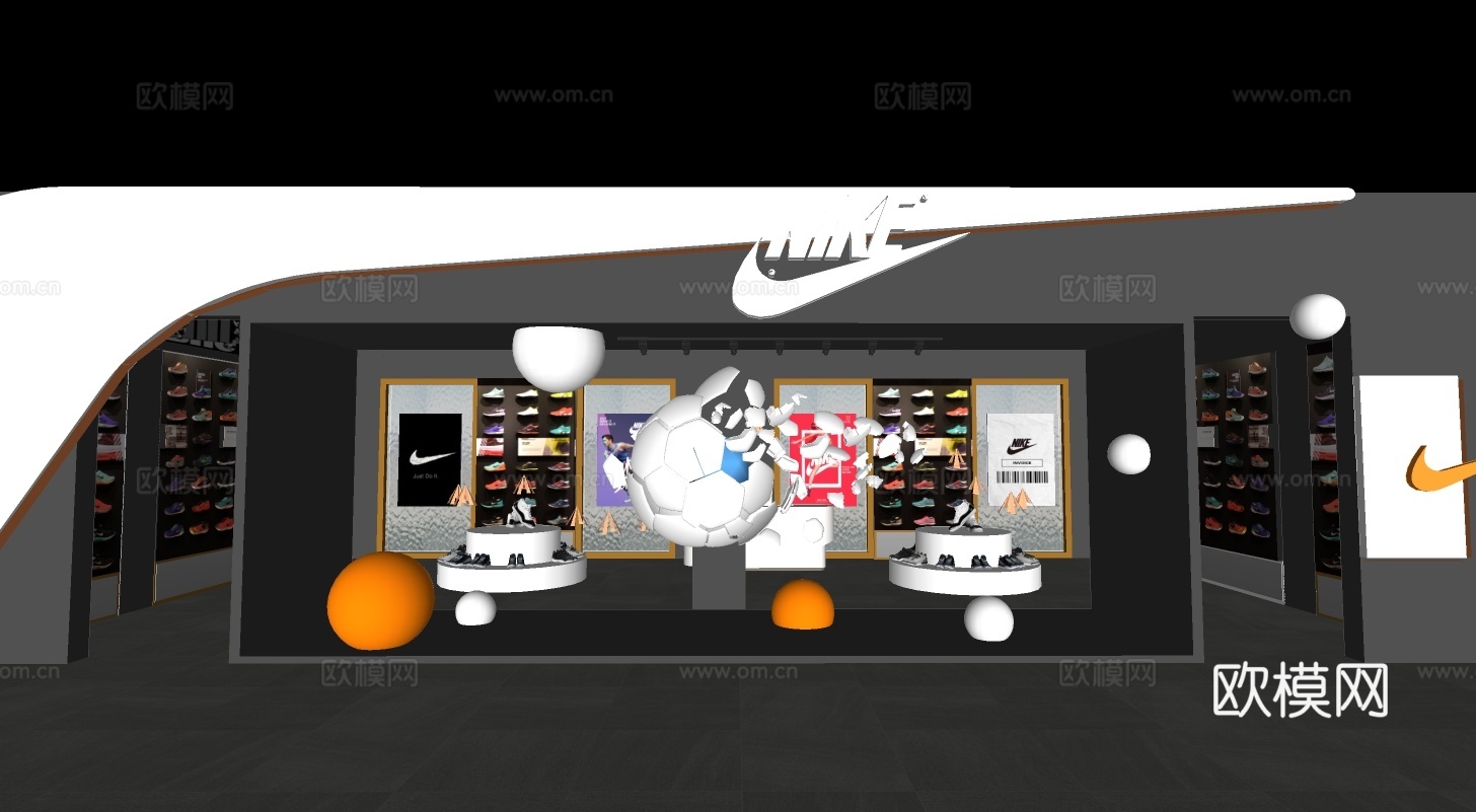 现代耐克鞋店su模型下载