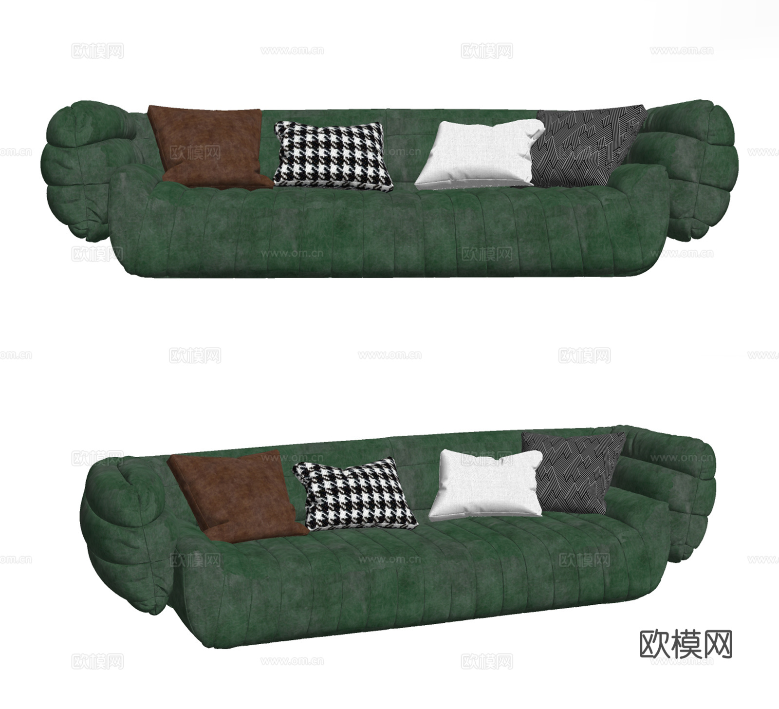 现代布艺多人沙发su模型下载
