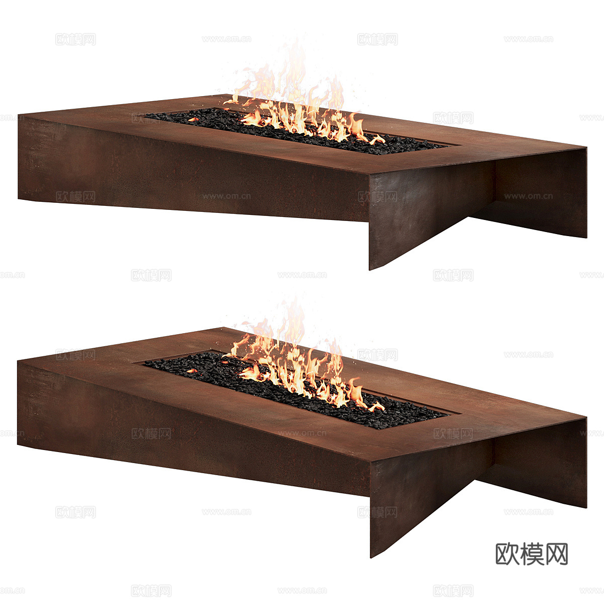 现代意式极简户外篝火 壁炉 火盆3d模型