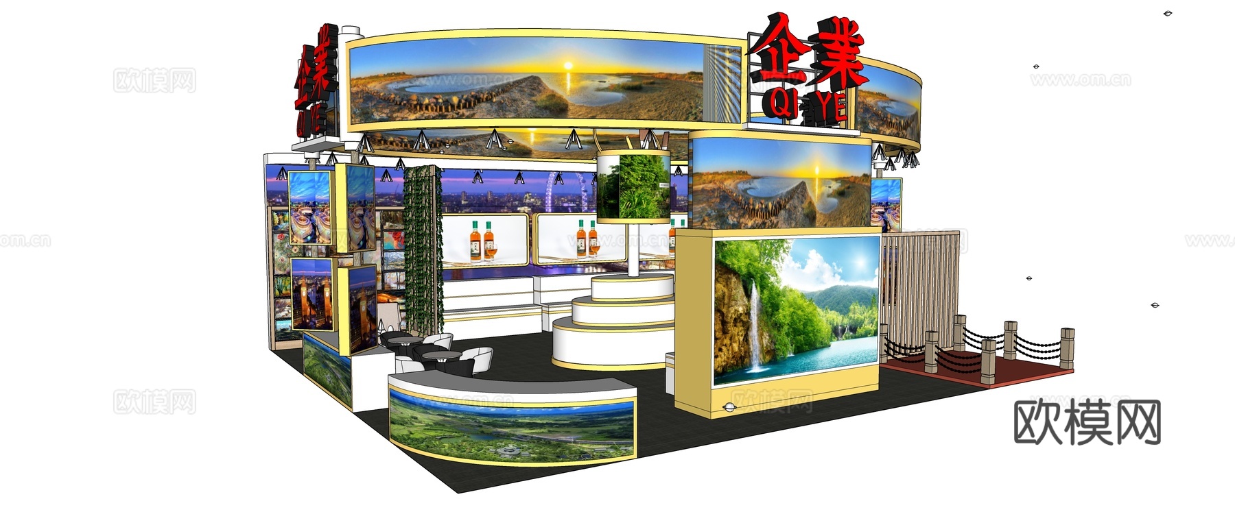 现代会展展厅su模型下载
