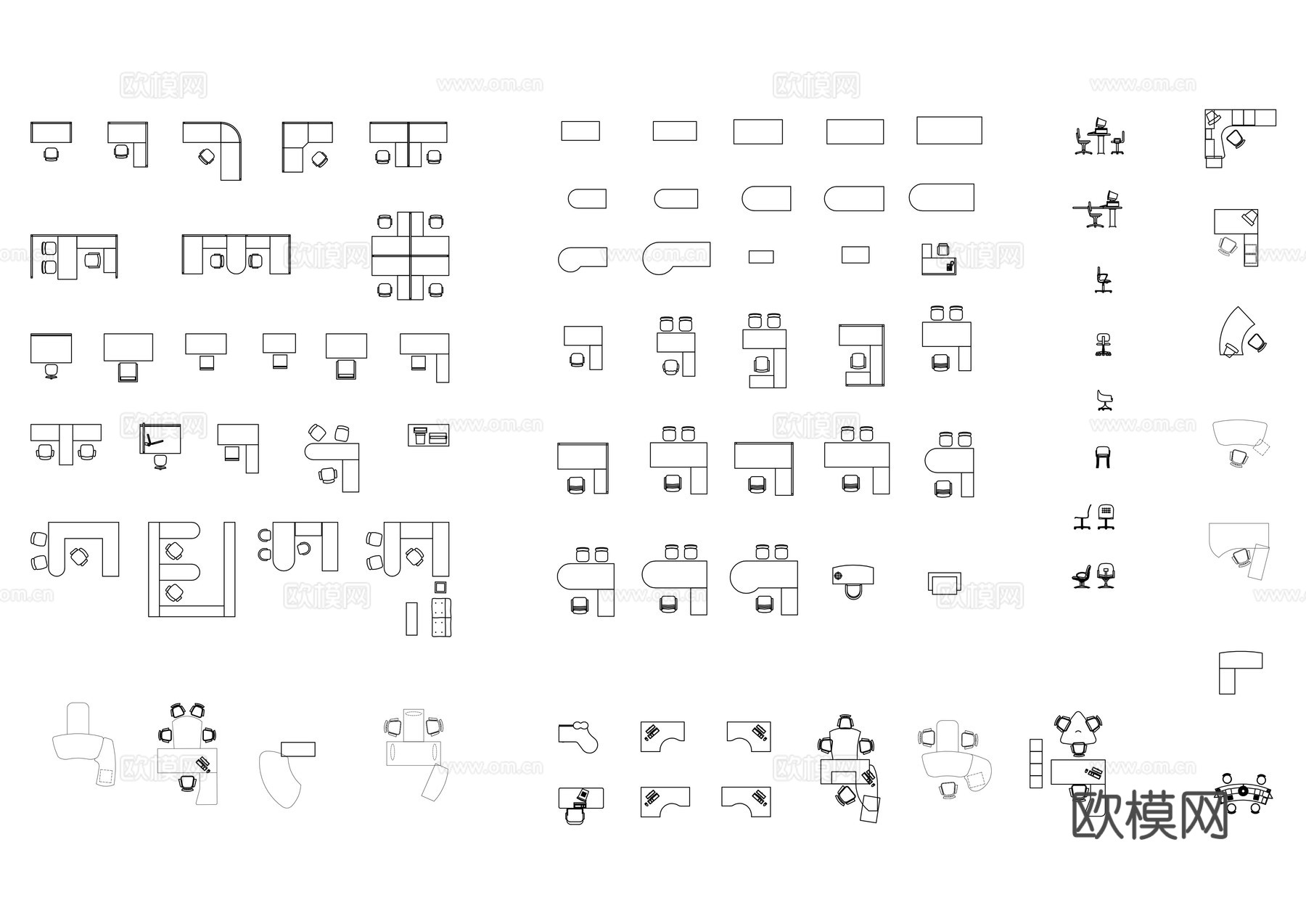 办公室家具布局图 办公室家具设计图 办公空间规划图 家具摆放cad施工图