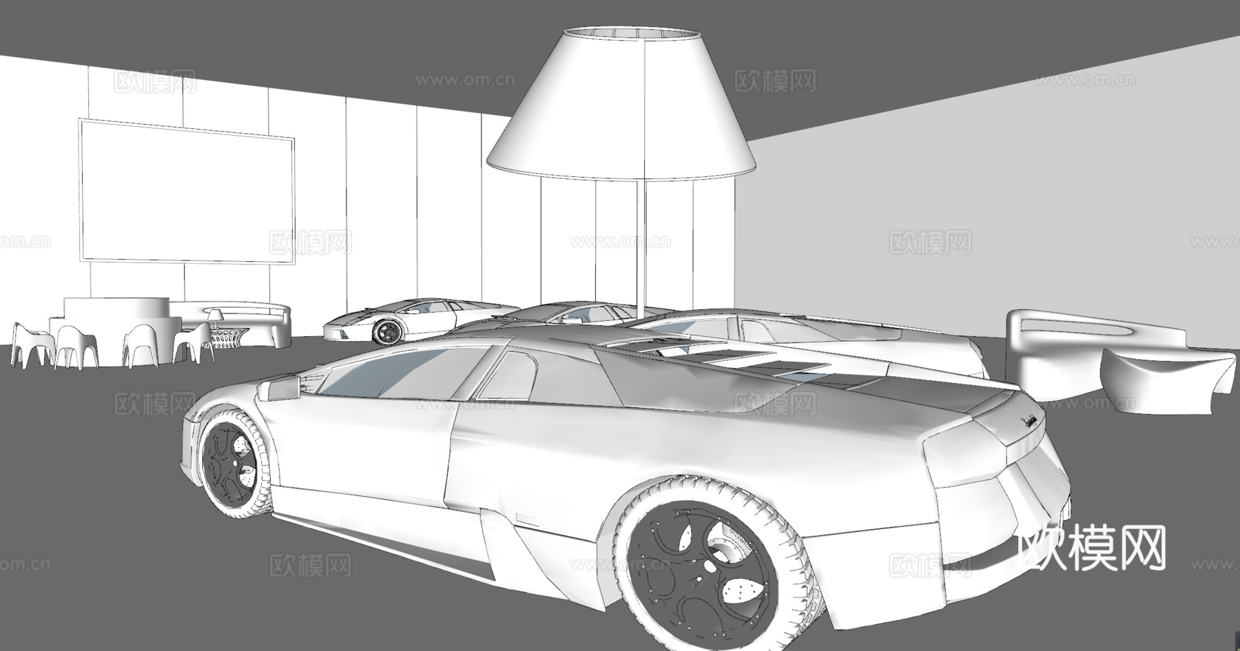 现代汽车展厅su模型下载