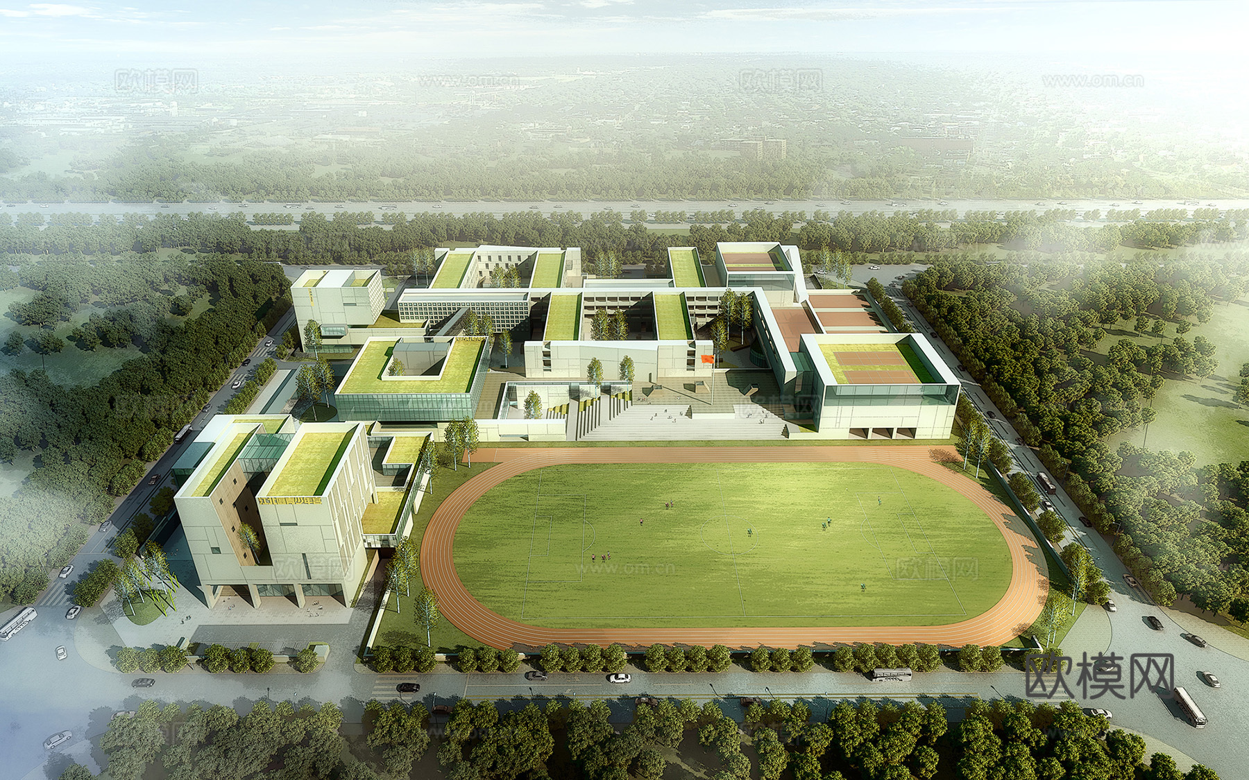 现代学校教学楼su模型下载