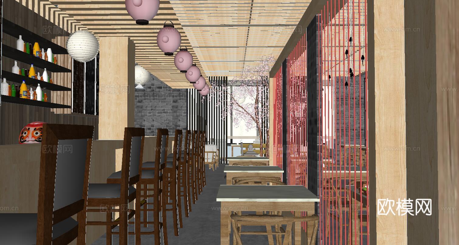 日式料理餐厅su模型下载