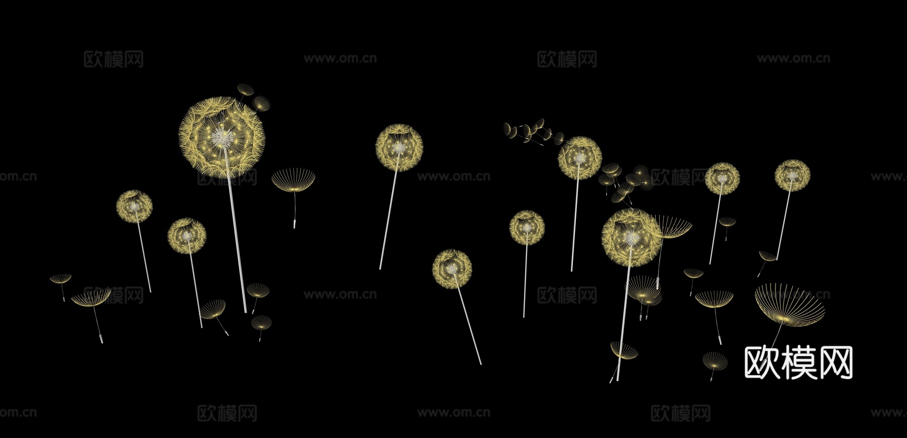 现代植物灯装置灯su模型下载