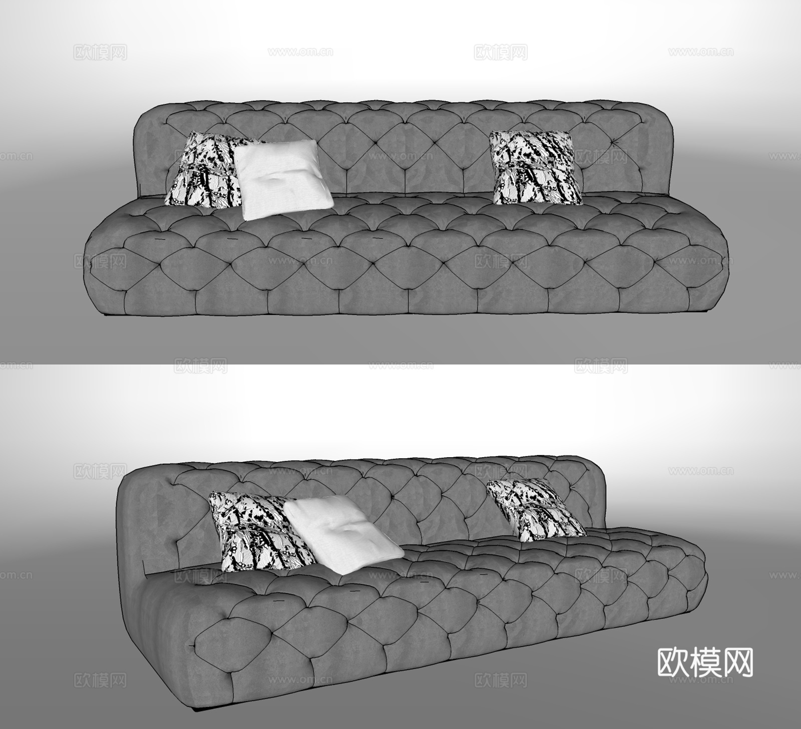 北欧布艺多人沙发su模型下载