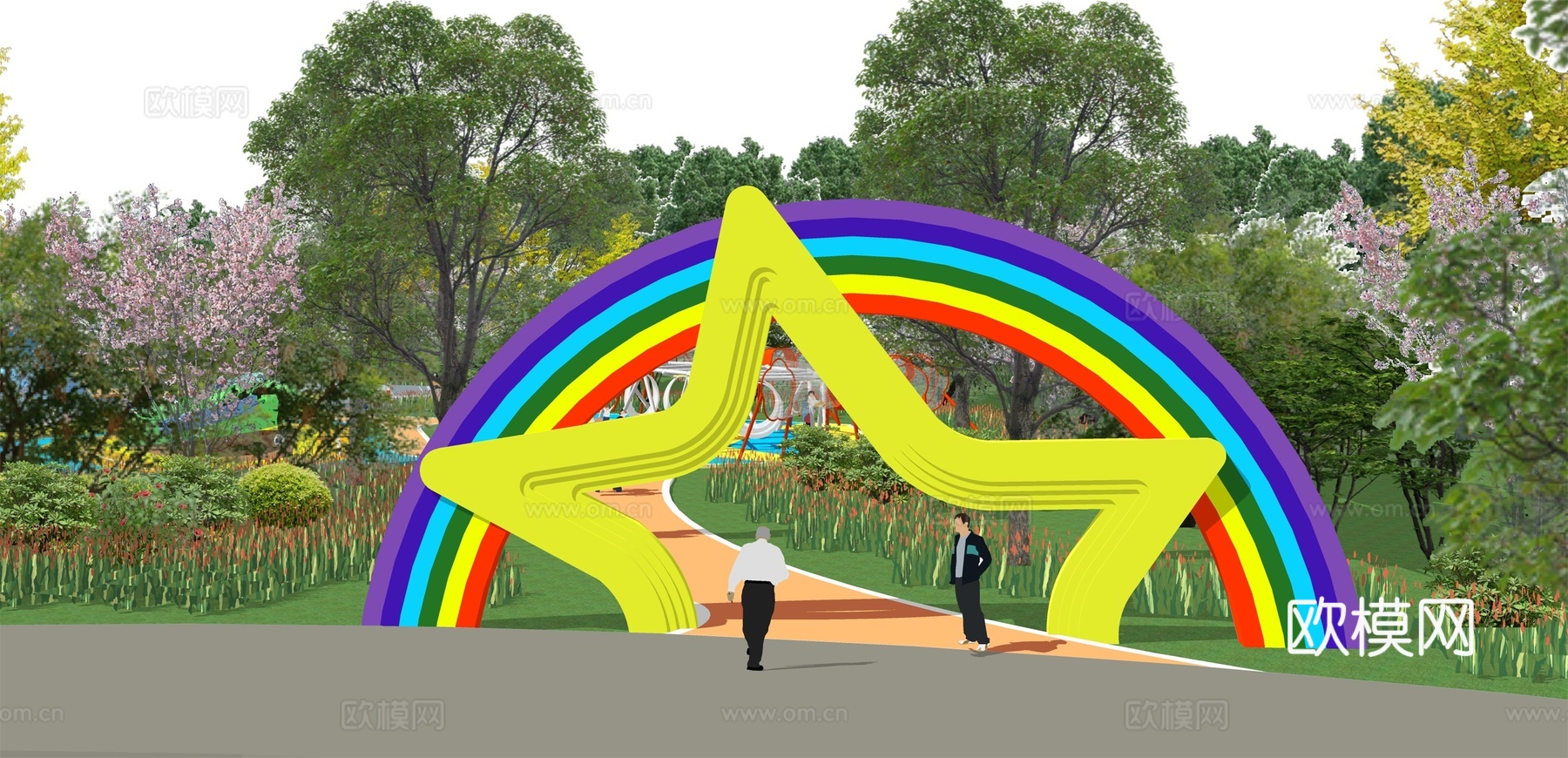 现代儿童游乐场su模型下载下载（渲染图2）