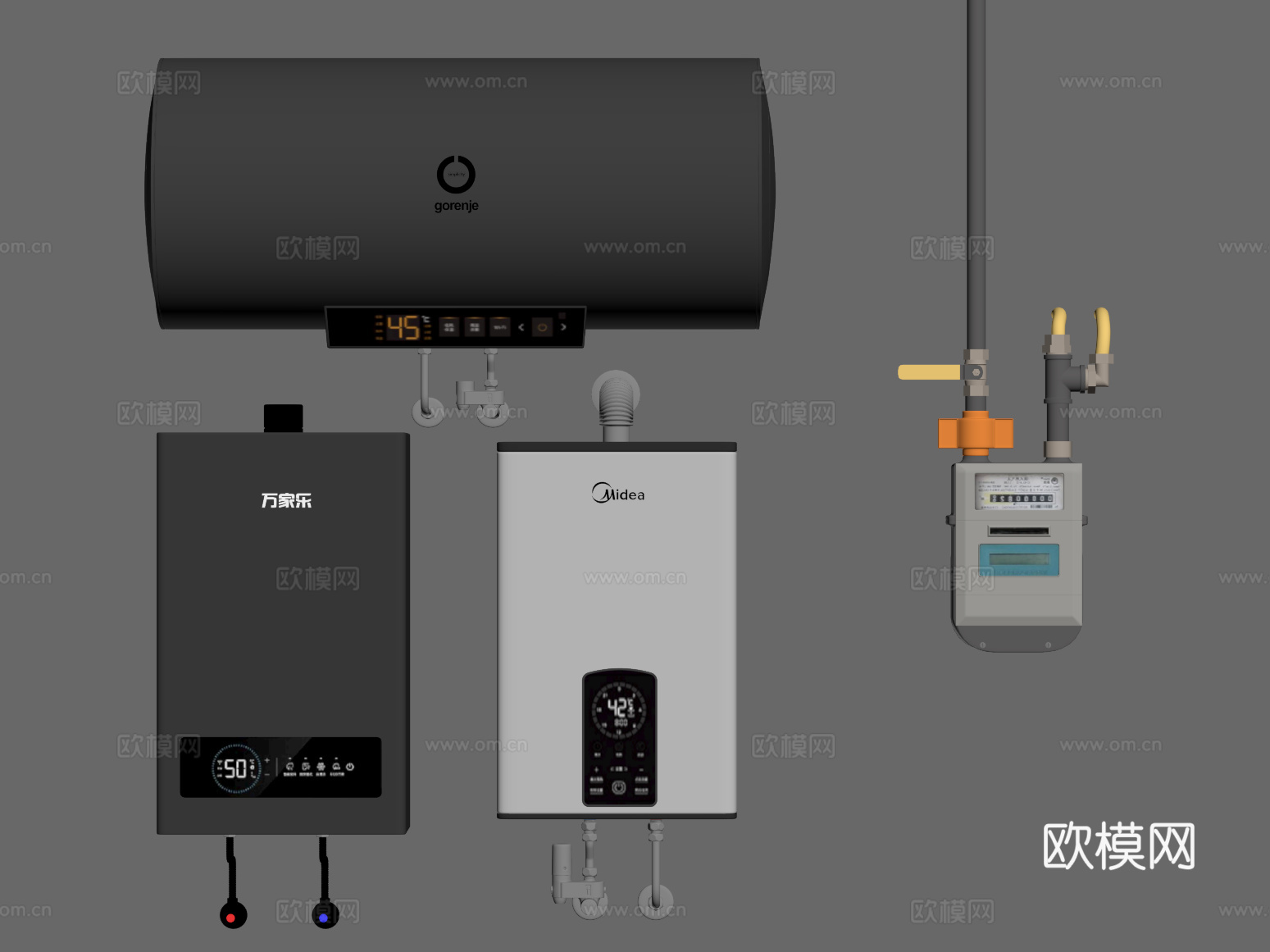 10现代电热水器 燃气表su模型