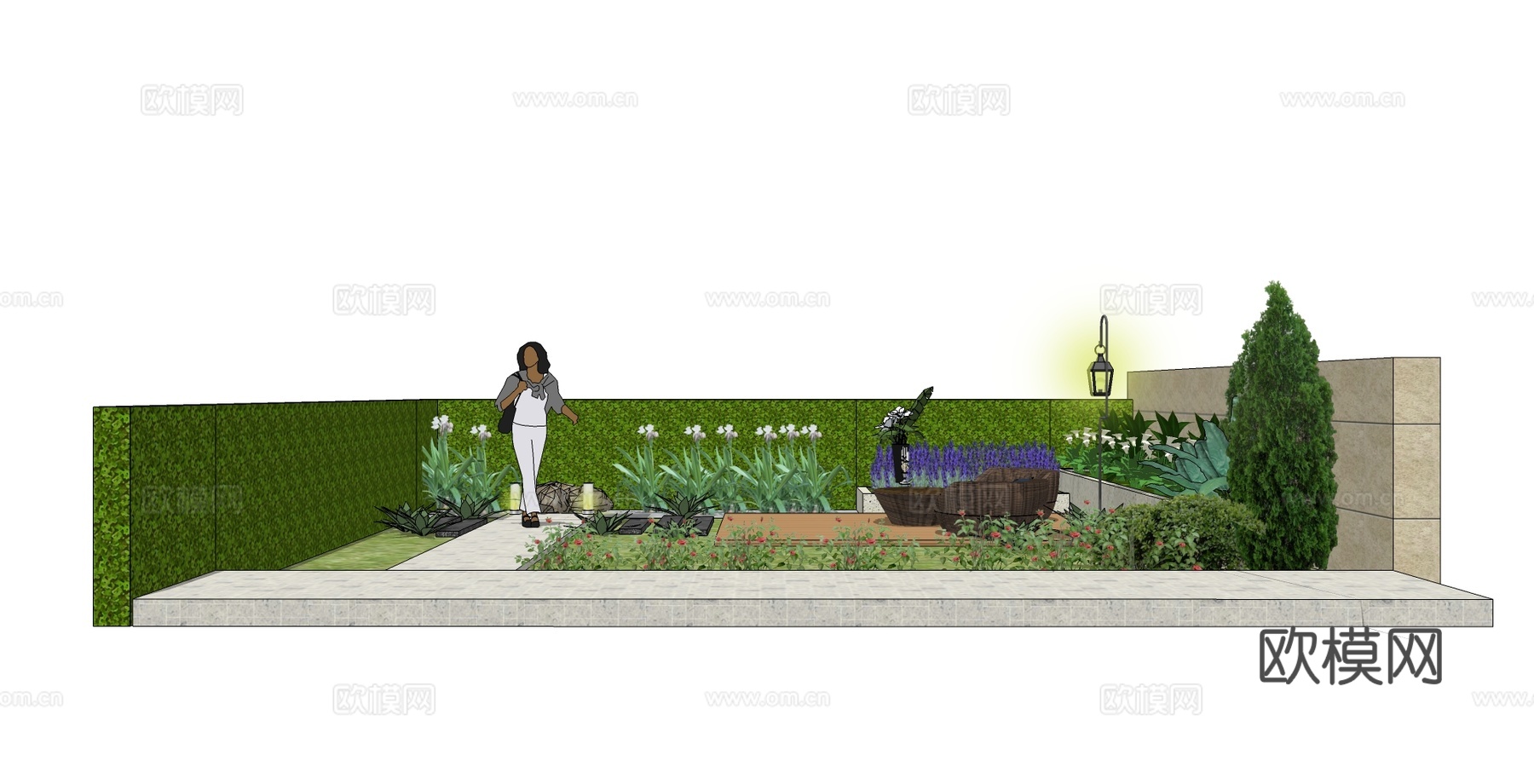 现代庭院藤编休闲沙发su模型下载