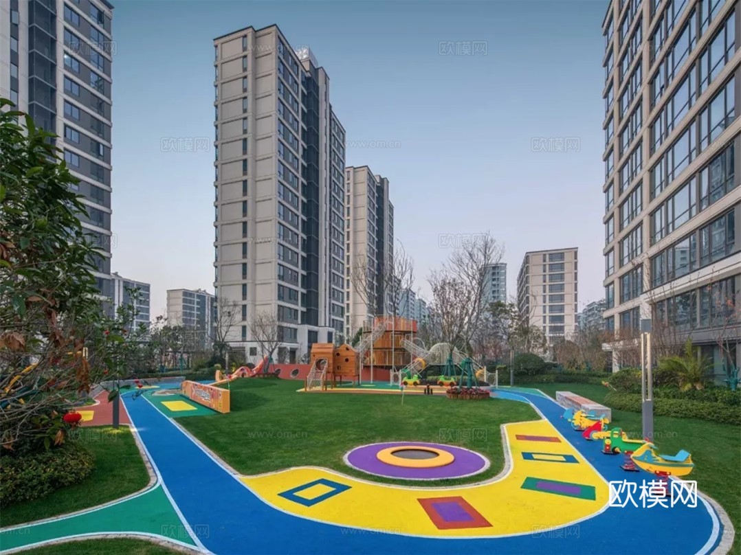 现代住宅小区庭院景观su模型下载