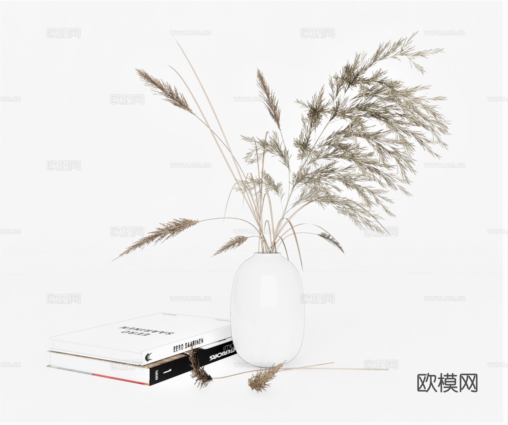 现代芦苇花瓶摆件su模型下载