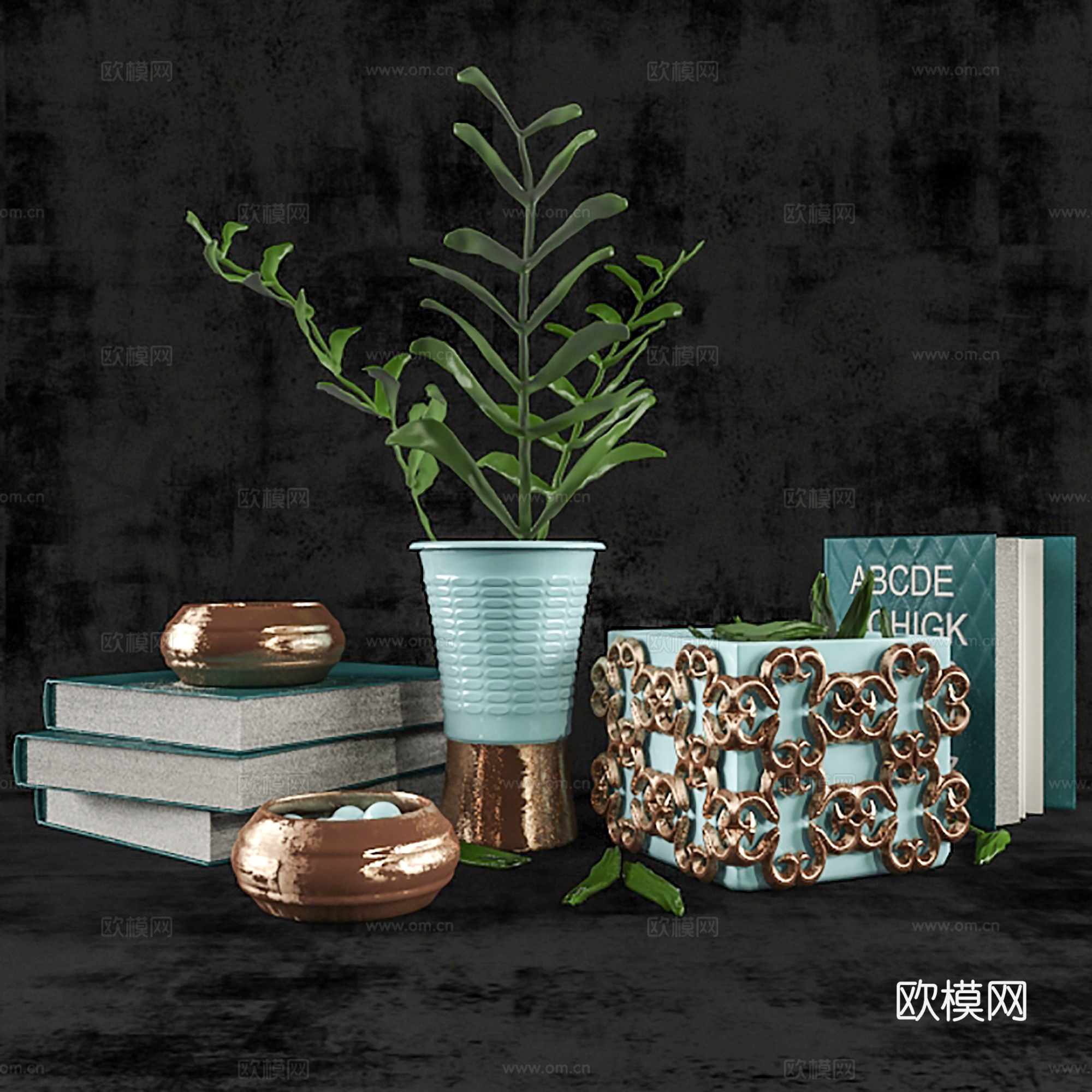现代饰品摆件 装饰品  书籍组合3d模型
