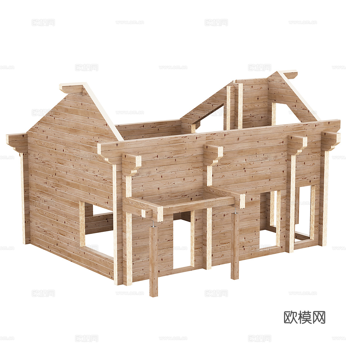现代高胶合层木屋构件3d模型