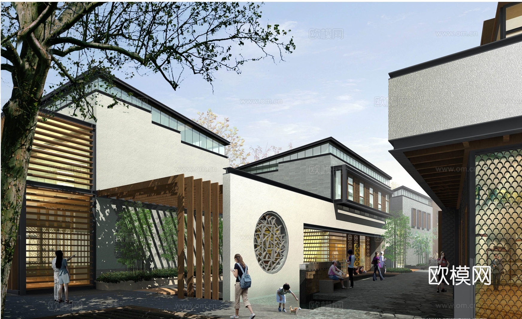 现代商业街su模型下载下载（渲染图2）