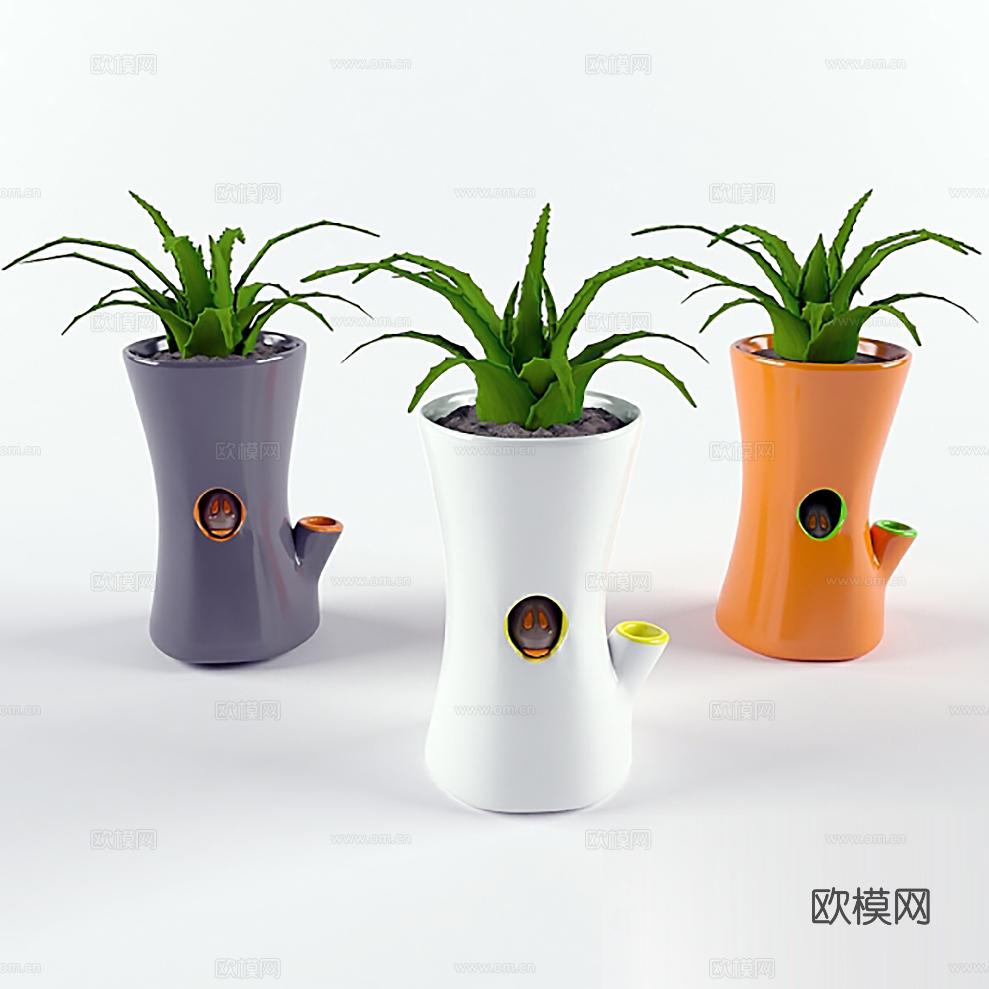 现代盆景  绿植盆栽 花瓶花艺3d模型