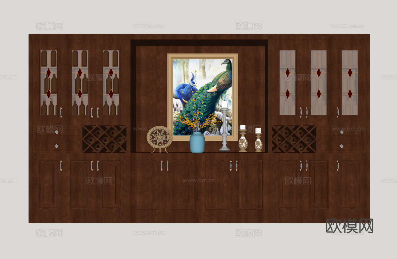 现代装饰酒柜su模型下载