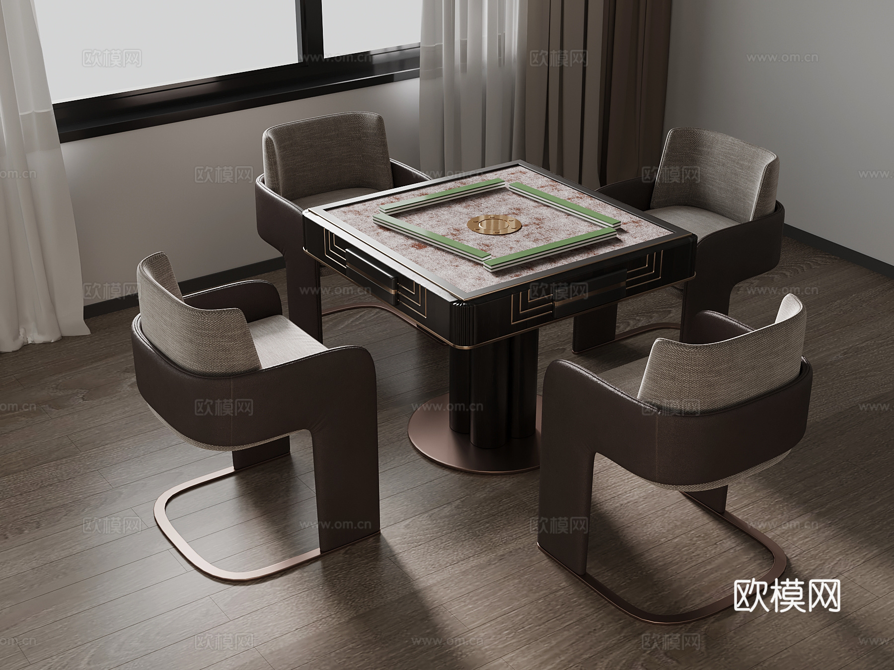 16新中式麻将桌3d模型