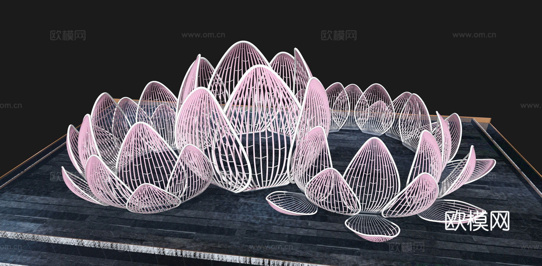 现代莲花雕塑景观小品su模型下载