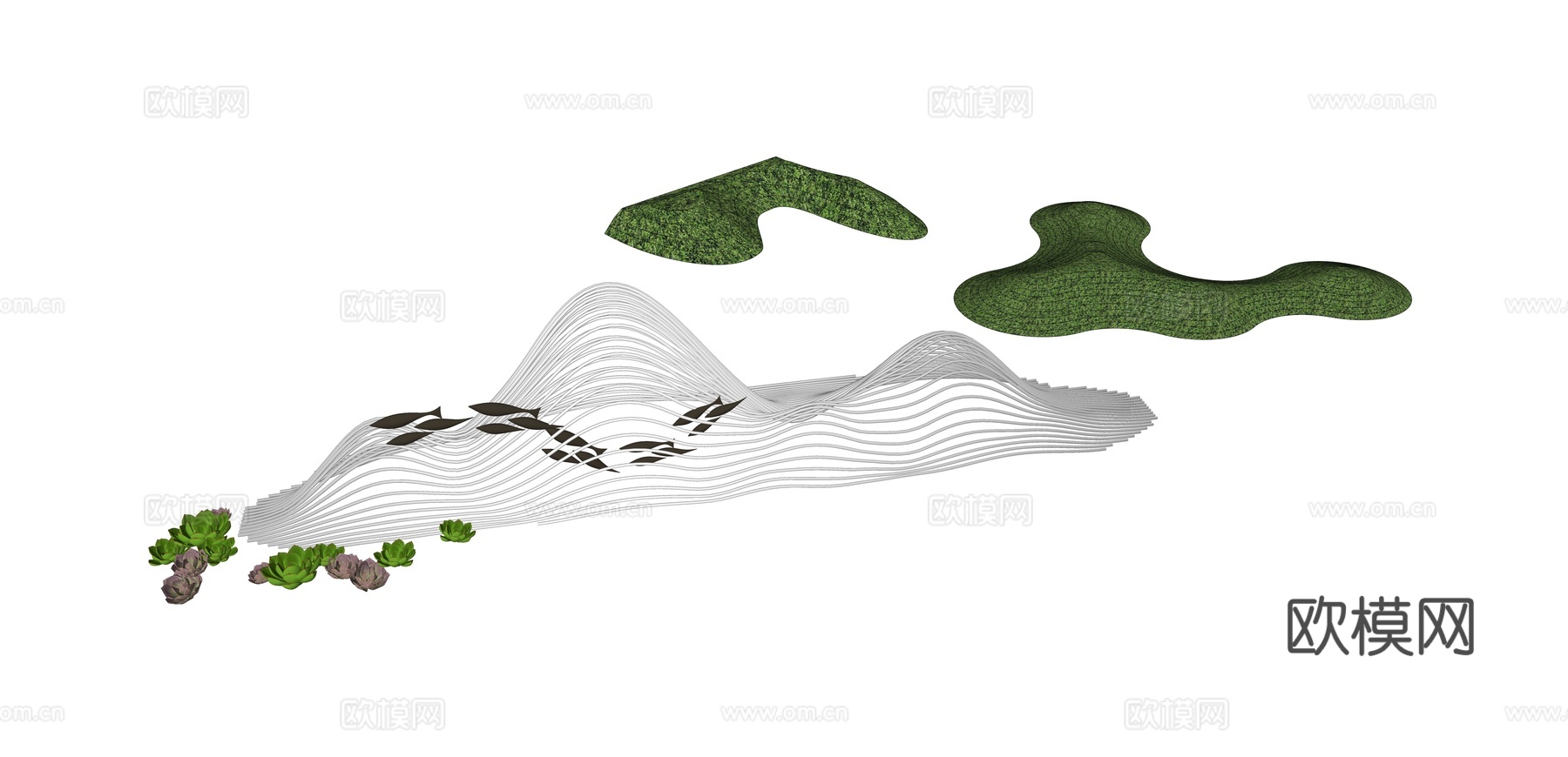 现代假山景观小品su模型下载