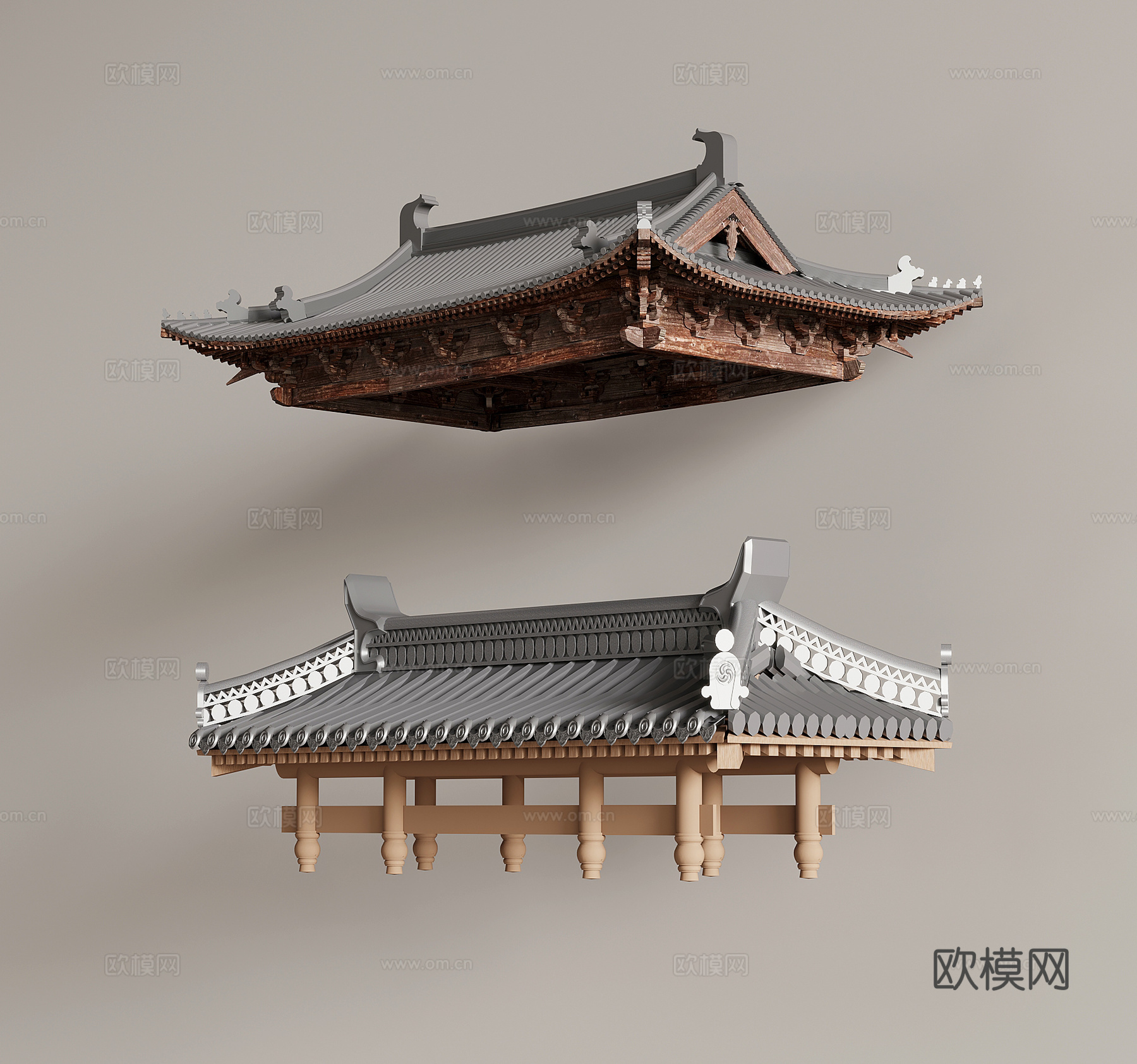16屋檐 中式屋檐 檐口 瓦片 房檐 房顶su模型